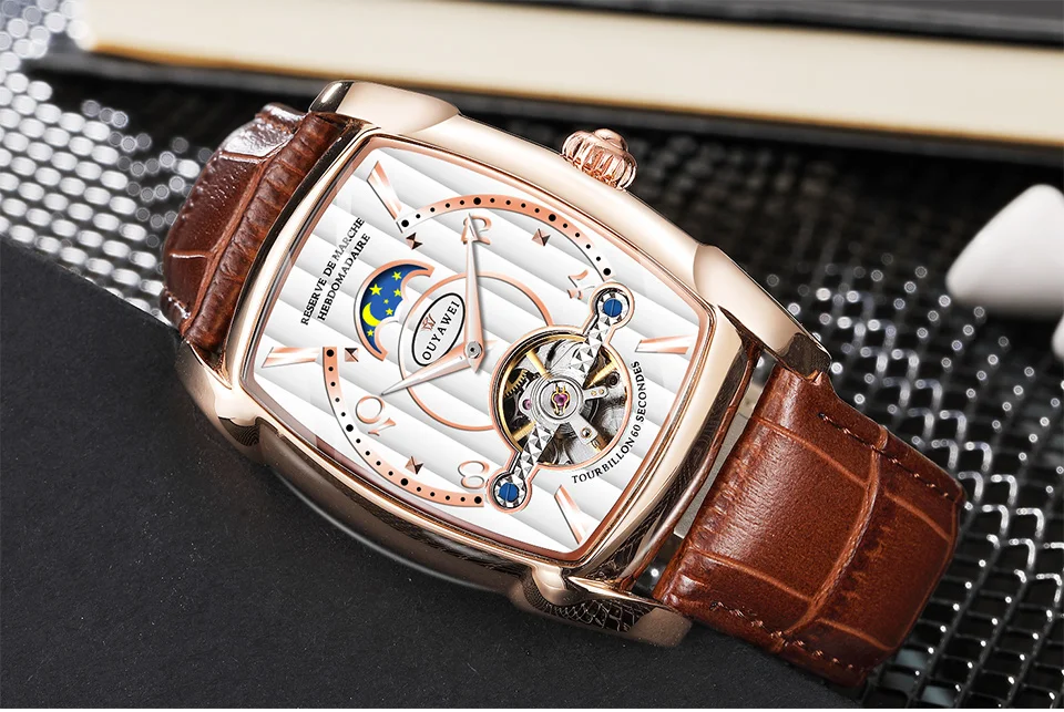 Мужские механические часы с прямоугольным каркасом, наручные часы от роскошного бренда, автоматические часы с турбийоном, наручные часы Relogio Masculino