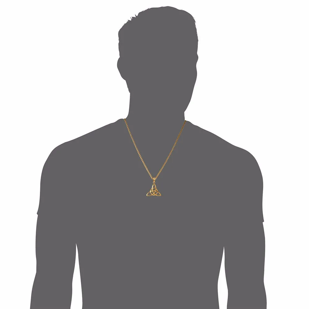 U7 Viking Jewelry Celtic Knots Necklaces & Pendants Triquetra Gold Color Stainless Steel Men Chain Gift Irish Knot Charm P722