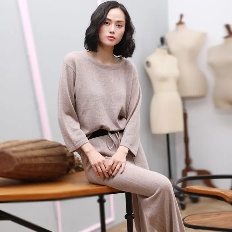 Женский костюм для подиума новинка 100% кашемир комплект из 2 предметов с карманами
