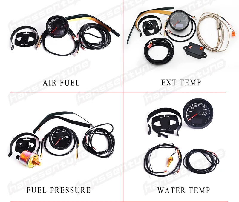 EXT Temp Gauge 7 светильник цветной ЖК-дисплей с напряжением EGT Gauge 62 мм 2,5 дюймов гоночный датчик с датчиком