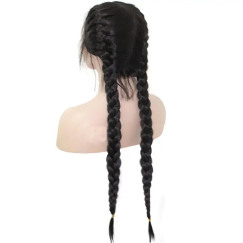 

Wig Natural Hair Curly Wig Synthetic Baby Hair Braided Double Lace Front Wig Long Ombre Wigs Women G0316