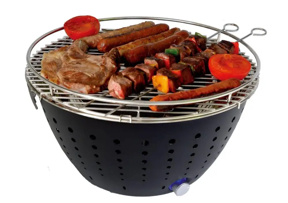

Table-top Grill Smokeless Charcoal Grill Portable Barbecue Battery Operated with Fan for Indoor & Outdoor Grill BBQ