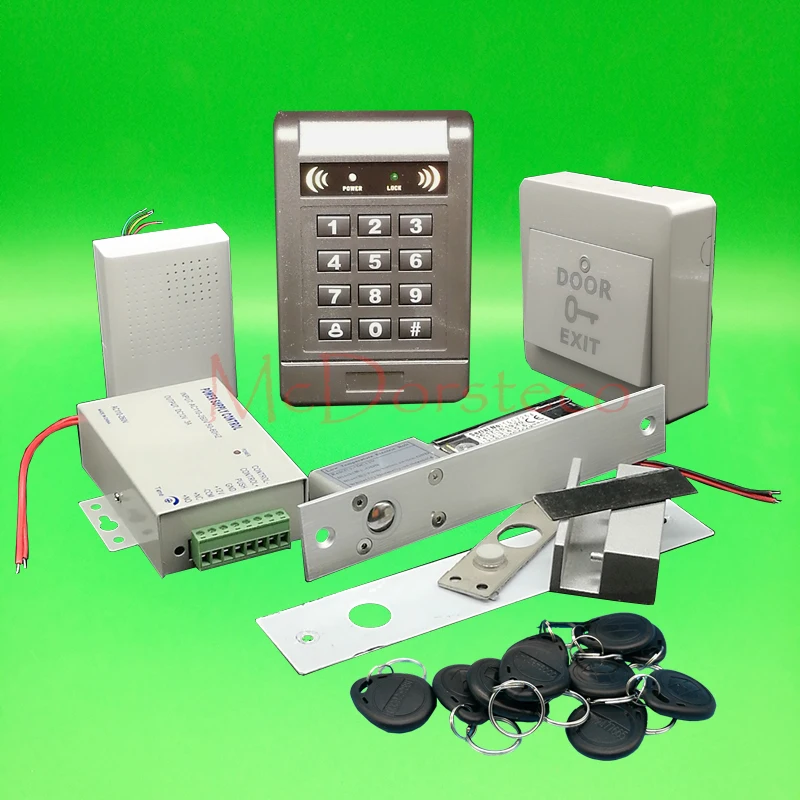 DIY Complete 125khz Rfid Keypad Door Access control system Electric Bolt Lock single Glass Door Access Control System DIY Complete 125khz Rfid Keypad Door Access control system Electric Bolt Lock single Glass Door Access Control System