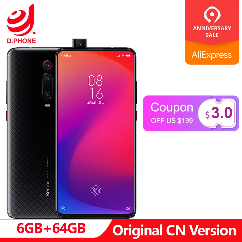 

Original Xiaomi Redmi K20 PRO 6GB 64GB Snapdragon 855 48MP Rear Camera Pop-up Front Camera 4000mAh In Screen Recognition