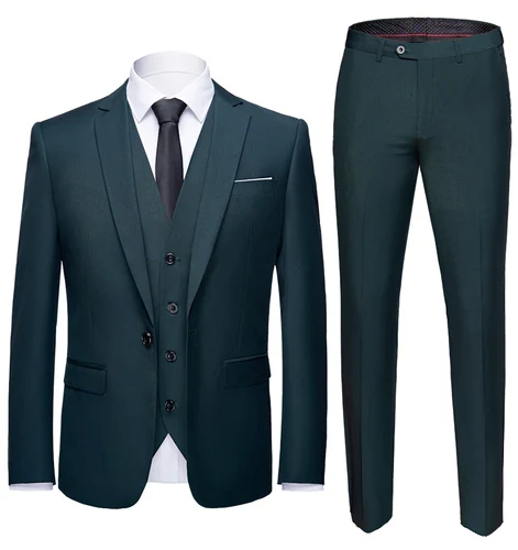 Пиджак+ брюки+ жилет костюм из трех предметов мужской свадебный костюм жениха мужские деловые повседневные официальные высококачественные костюмы на заказ - Цвет: Dark green 915