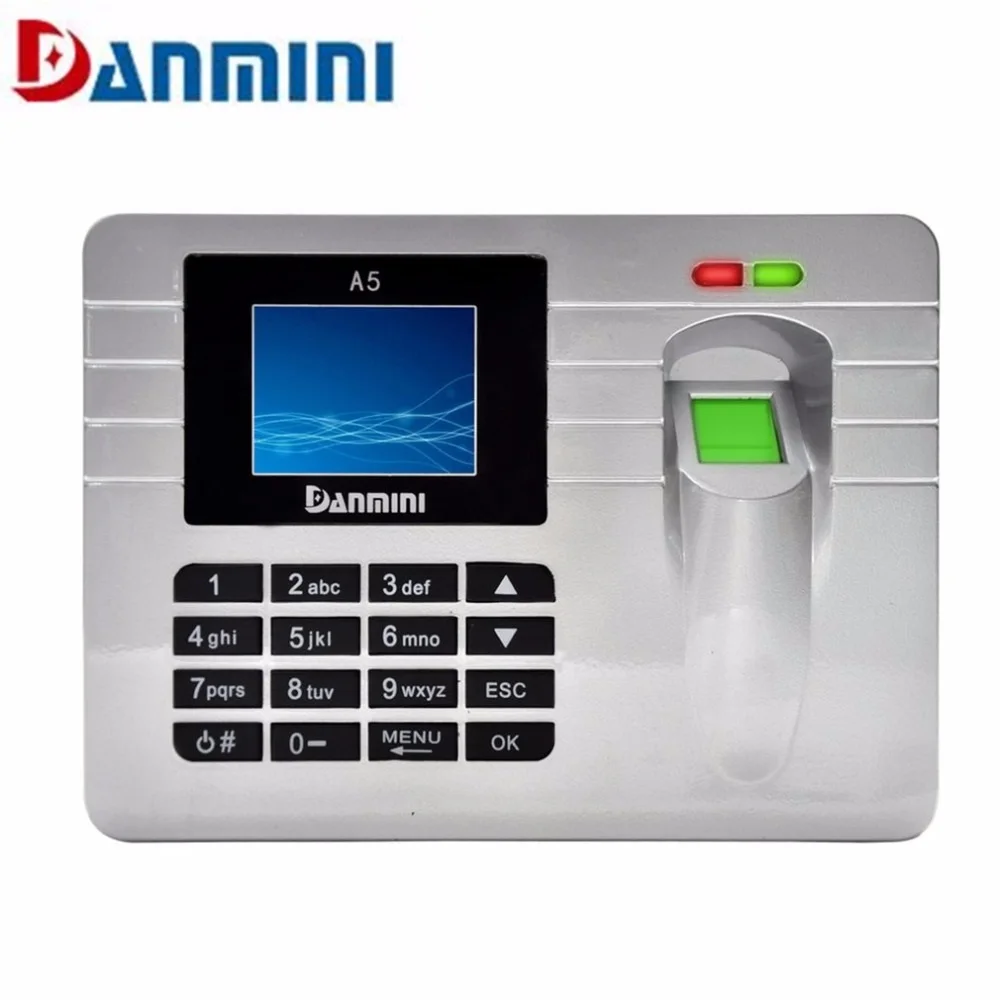 

DANMINI A5 Fingerprint Sensor Employee Attendance Machine Time Clock Recorder 2.4-Inch TFT Color Screen Fingerprint Door Lock
