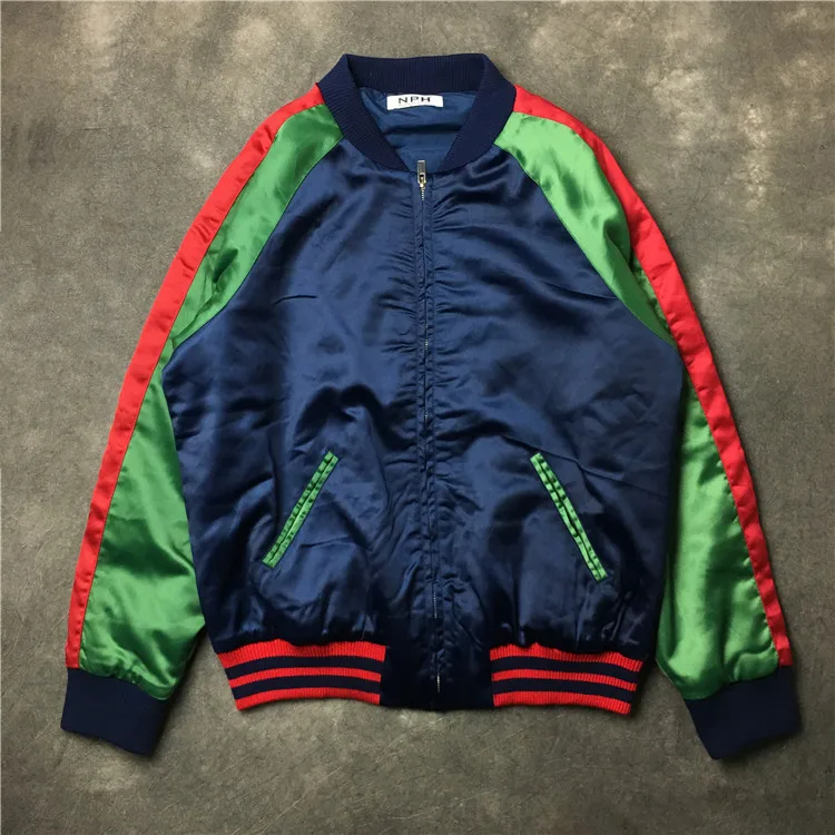 Мужская бейсбольная куртка 19ss с рукавом в рубчик вышивкой леопарда и звезд