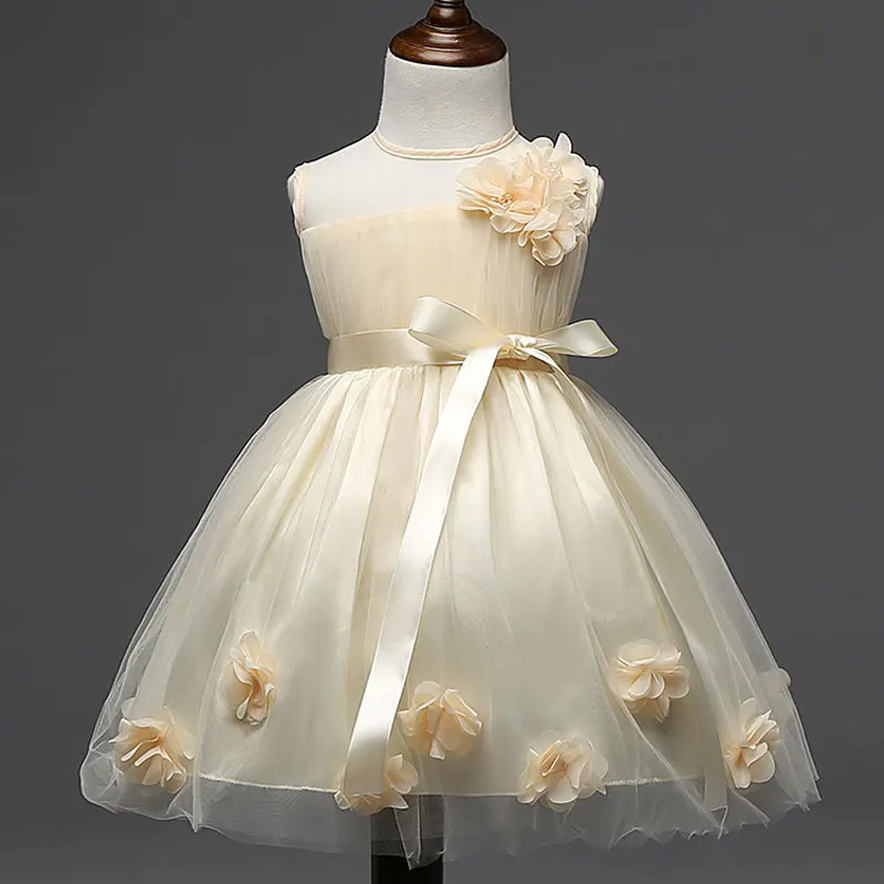 

2018 Rushed Autumn And Winter Girl Evening Party Wedding Dress Kids Children's Sets Garment Flower Yarn Princess Girls Clothes