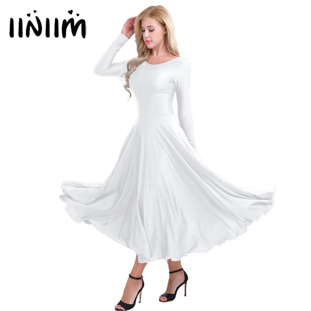 iiniim Women Adult Polyester Round Neck Long Sleeves Professional