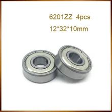 4 pçs/lote blindagem metálica 6201ZZ 12x32x10mm 6201-2Z esfera de aço do rolamento rolamento 12mm 12*32*10mm 6201Z deep groove rolamento de esferas