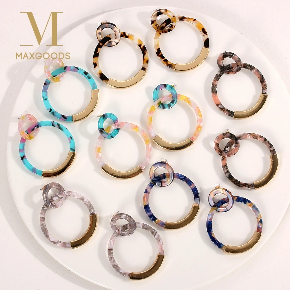 

Bohemia Colorful Acrylic Drop Earring For Women Vintage Resin Circle Statement Dangle Earring Female Jewelry Brincos