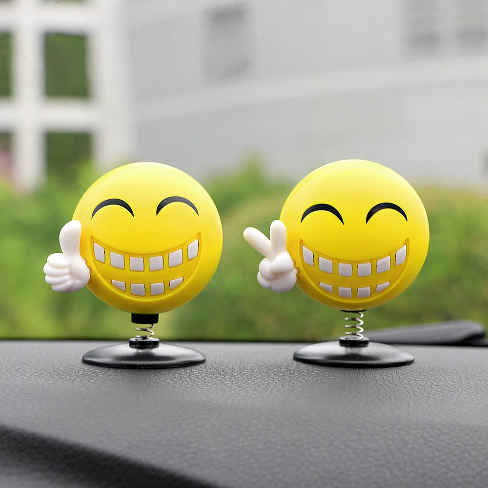 

Car Ornament ABS Cute Shaking Head Happy Face Perfume Decoration Auto Interior Smile Energy Lovely Air Freshener Solid Balm