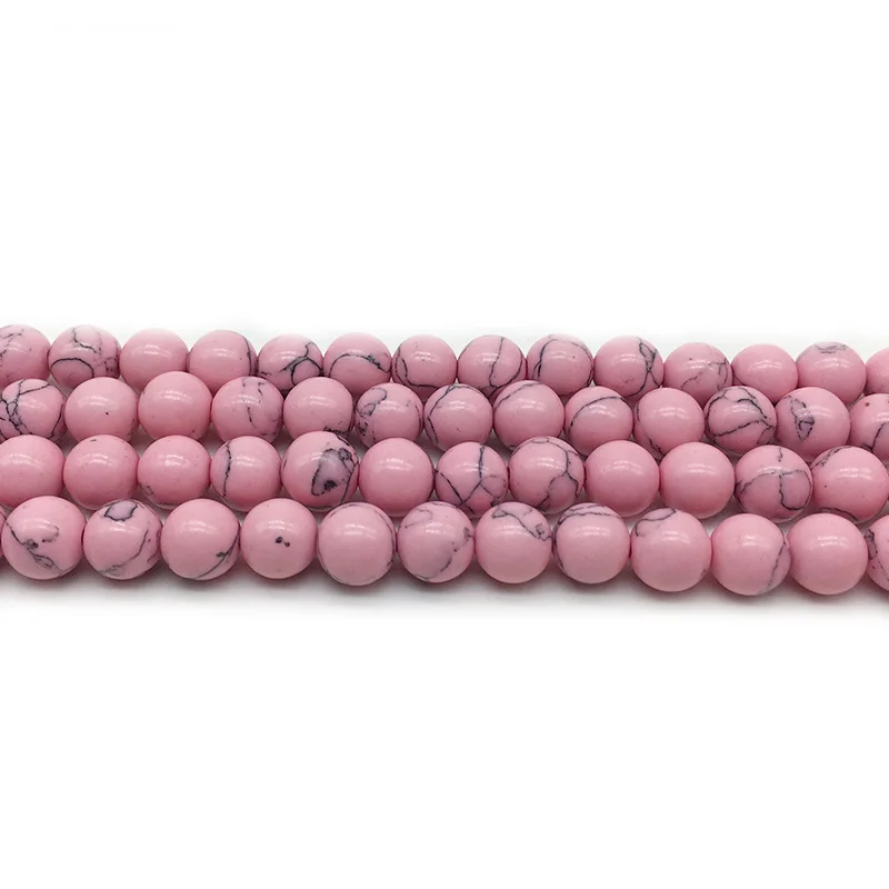 1 прядь/лот 4 6 8 10 12 мм круглые натуральные Бусины Розовые бирюзы Свободные спейсеры Шарм бусина для самостоятельного изготовления ювелирных изделий ожерелья браслеты