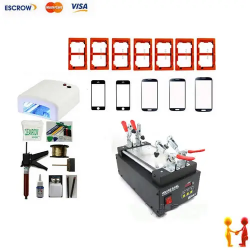 Full Set(7Mold+5Glass+50M Wire+Lamp+Glue Gun+UV Glue+Glue Remover) LCD