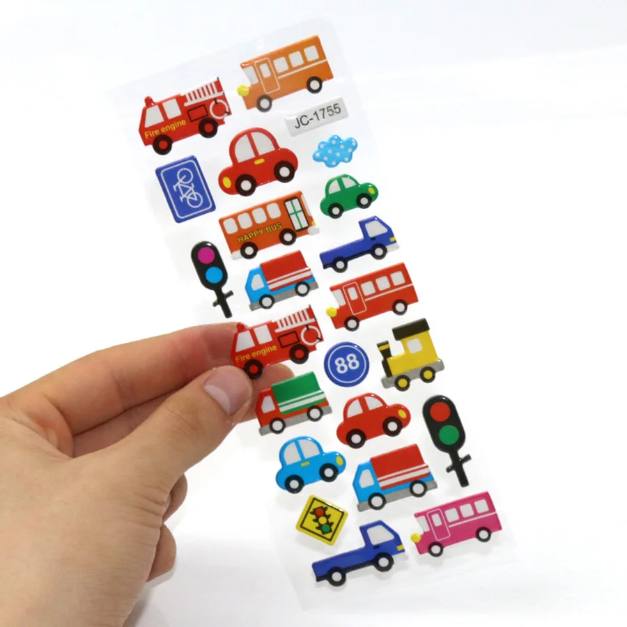 6 Different Sheets 3D sticker Crtoon Traffic Car DIY Stickers Toys PVC Scrapbook for Children Diary Notebook Decoration Gifts 6 Different Sheets 3D sticker Crtoon Traffic Car DIY Stickers Toys PVC Scrapbook for Children Diary Notebook Decoration Gifts