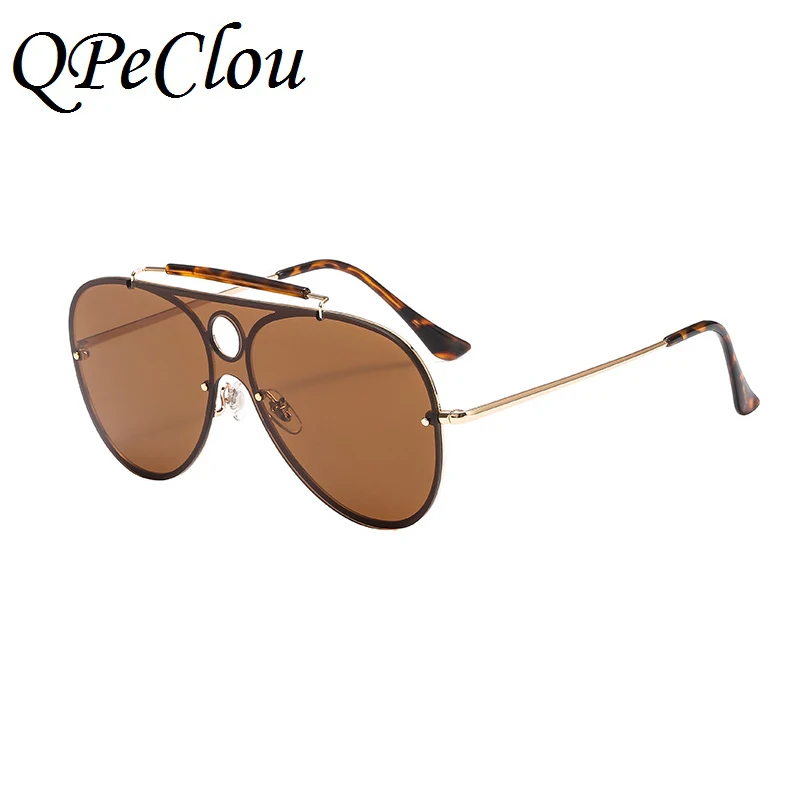 

QPeClou Oversized Vintage Pilot Sunglasses Women Men Double Bridge Pilot Mirror Sun Glasses Unisex Metal Frame Oculos UV400