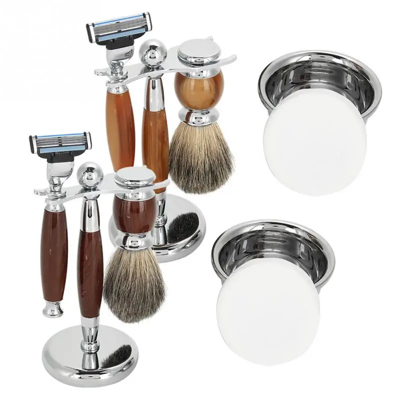 

6Pcs/Set Men Beard Shaving Manual Safety Razor Set Double Edge Shaving Razors +Stand Holder+ Hair Shaving Brush + Bowl Soap