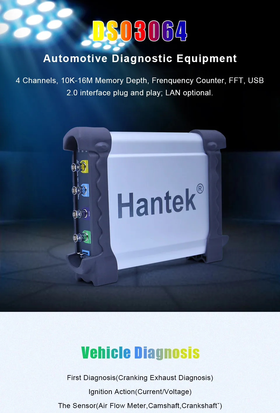 Hantek DSO3064 Kit III Автомобильный диагностический осциллограф USB 2,0 4CH 200 мс/с 60 МГц EXT механизм запуска прямые продажи с фабрики