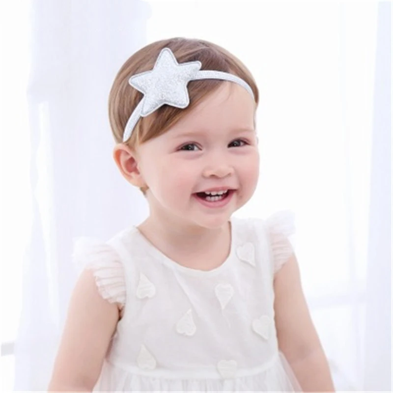 

New Colorful Headdress Newborn Toddler Headband Shiny Five-pointed Star Ribbon Elastic Cute Baby Girl Sparkling Hair Headdress