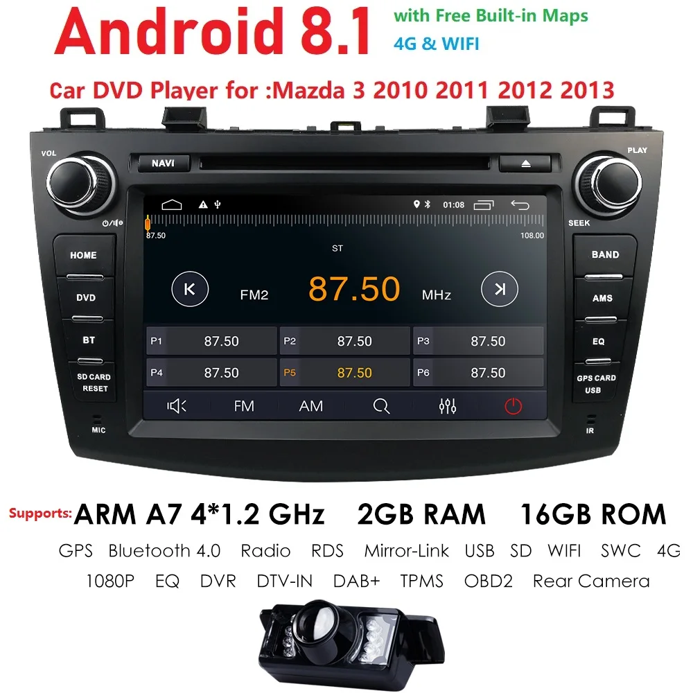 

android10 8 inch in dash Head Unit double din Car DVD Player GPS Navigation stereo Radio CANbus for Mazda 3 2010 2011 2012 2013