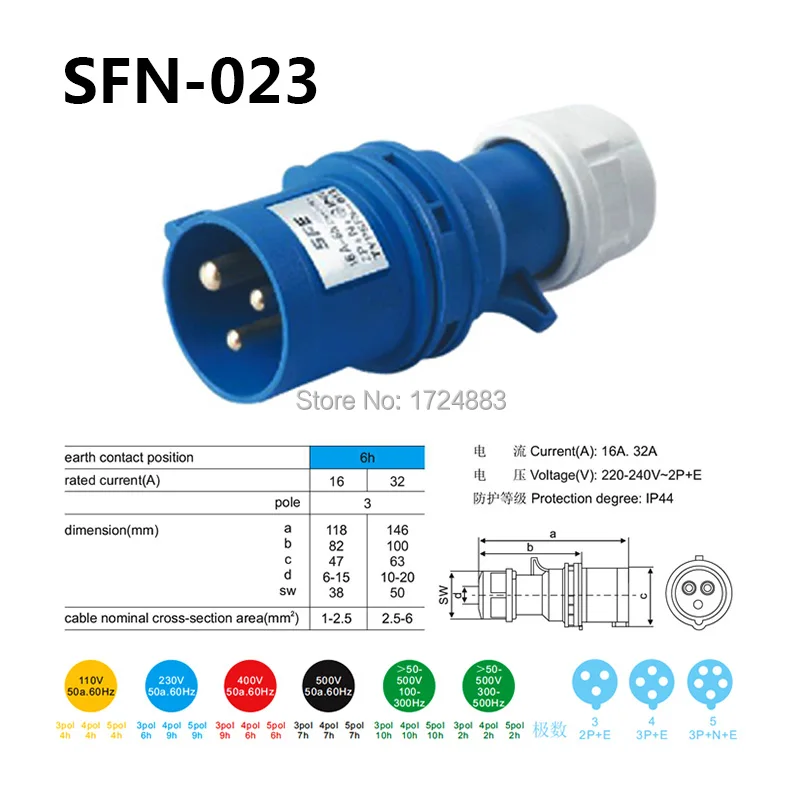 32A переменного тока 3-полюсный разъем мужской и женский SFN-023/SFN-223 водонепроницаемый IP44 220-240V~ Американская классификация проводов 2р+ электронная сигарета