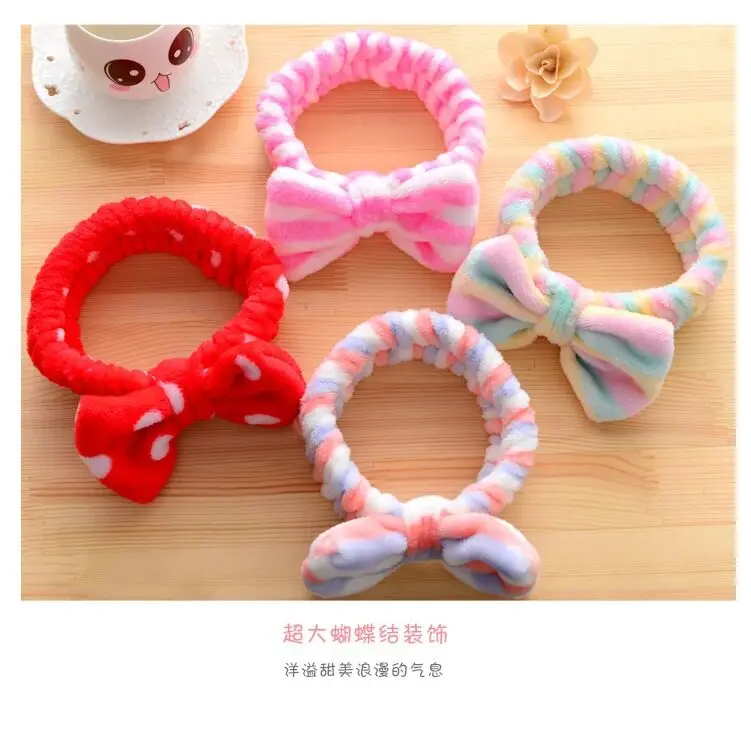 

2019 women's headdress flannel butterfly end hair band wash makeup beauty stretch hair band Korean hair accessories wholesale