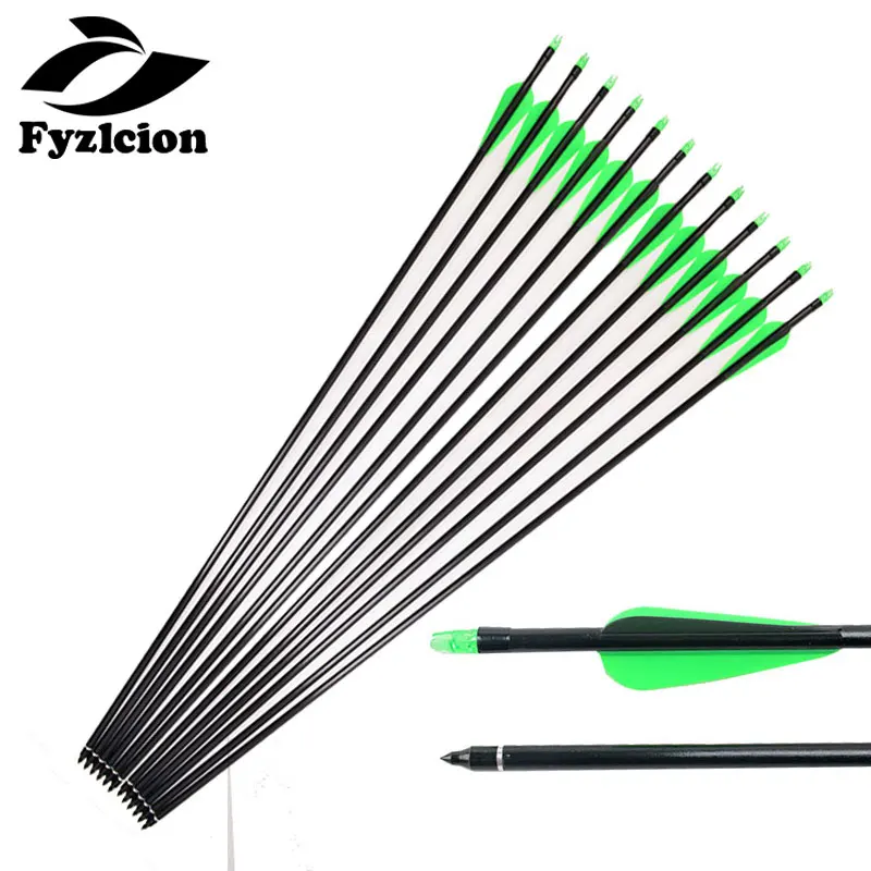 

12pcs Hunting Bolts Archery 30Inch Fiberglass Arrow Band Replaceable arrow Bolts Spine500 For Compound Bow Crossbow