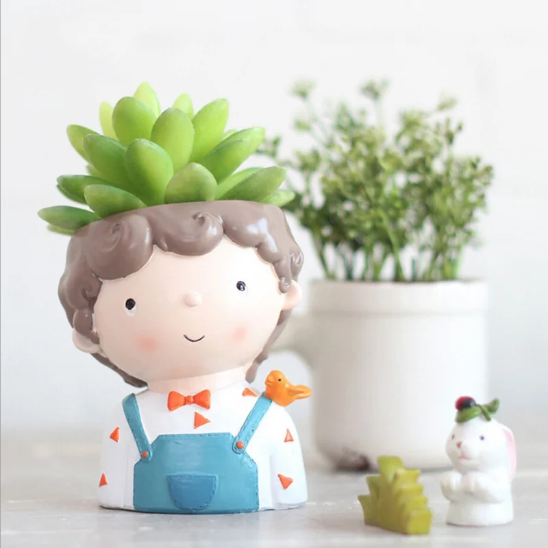 

Juvenile Model Succulent Planter Pot Mini Bonsai Cactus Flower Pot Creative Handicraft Kawaii Desktop Decoration Flower Pots