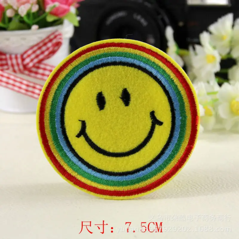

Cartoon Kids Lovely Smiley Face Iron On Patch Clothes Patch For Clothing Clothes Girls Boys Embroidered Pathces