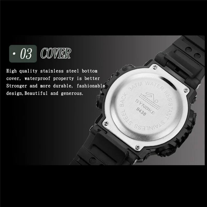 SYNOKE brand men sports watches Function Military Watch LED Digital Dual Movement Wristwatch Clock relojes hombre O29#N (10)