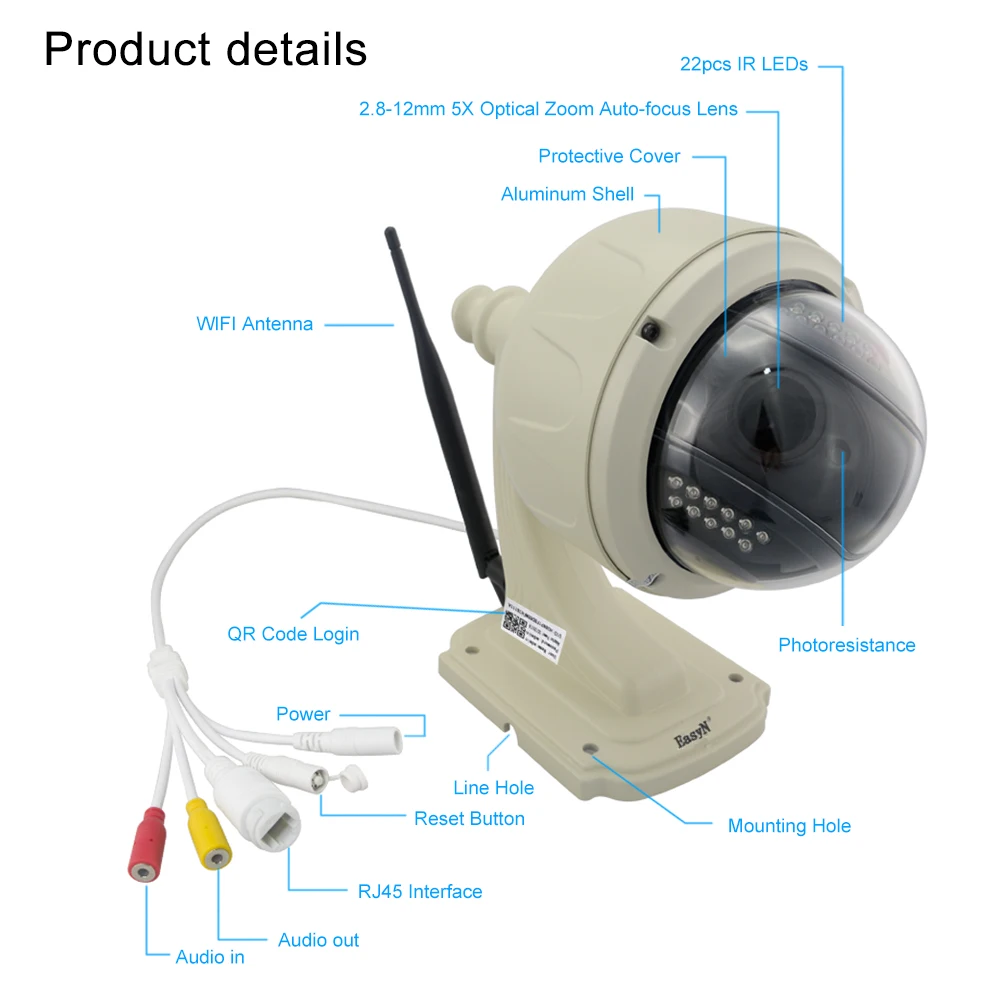 IP камера EasyN с Wi Fi и автофокусом 960 12 мм 5 дБ кратное увеличение|easyn camera|wifi security cameraip