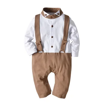 

SZYADEOU 2019 Fashion New Hot Newborn Baby Boy Gentleman Long Sleeve Romper Outfits Jumpsuit Clothes Freeship 05