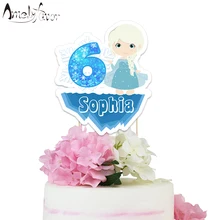 Красота Эльза торт Топпер тема принцесс бумажный торт Топпер вечерние поставки дети день рождения украшения детский душ индивидуальный заказ