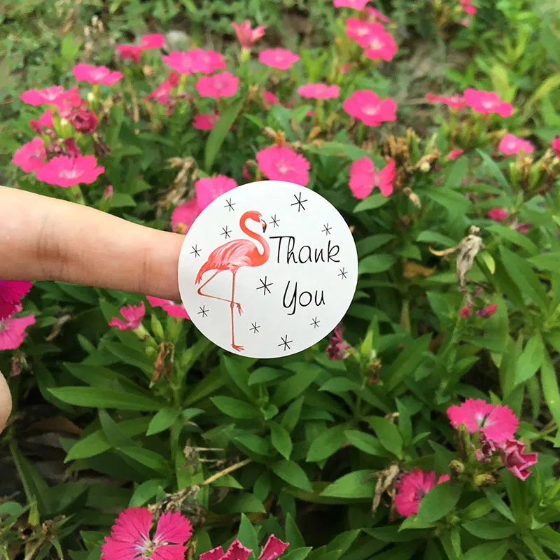 

120 pcs Flamingo Thank You Sealing Label Stickers Craft Handmade Cake Packaging Seals Label Stickers Baking Wedding Gifts Seals