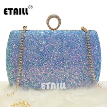 ETAILL Новая женская синяя блестящая сумка с блестками сверкающие вечерние кольца на палец вечерний конверт клатч сумка кошелек Tote кошелек