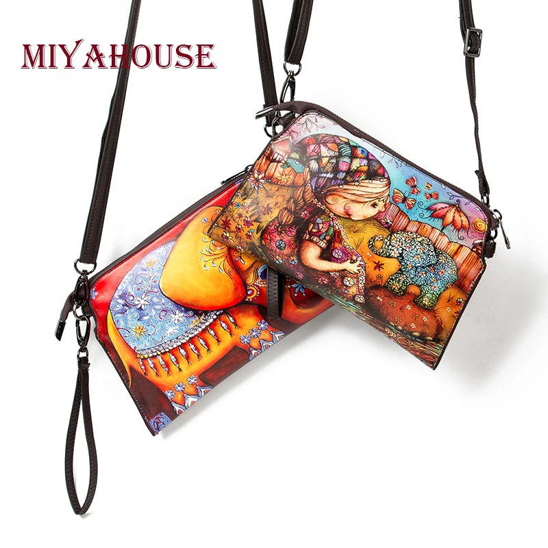 Miyahouse High Quality Leather Crossbody Bag Ladies Colorful Small Shoulder Flap Bag Girls Casual Cartoon Print Women Clutch Bag cartoon print drop shoulder hoodie