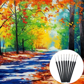 

Professional Wolf Hair Detail Paint Brush Set 9 Sizes Fine Detailing Painting
