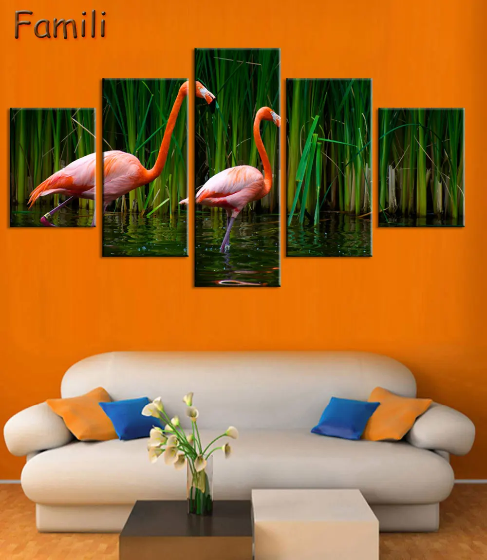 5 шт. Картина на холсте с изображением фламинго|art painting|canvas printsthe paintings |