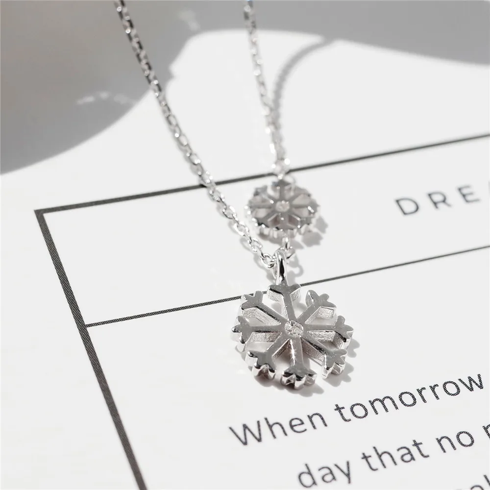 snowflake necklace women 100% 925 Sterling silver nacklace Jewellery Clavicle chain pendant charms girl gift