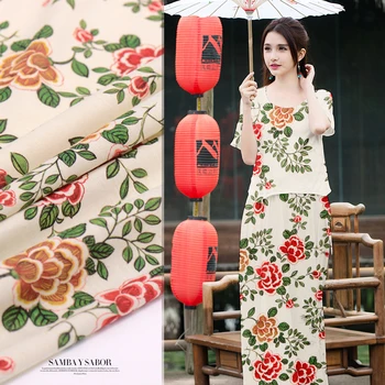 

2017 In the spring of ten - pound silk / flax Juanma 35 rum 2017 printing silk fabric silk clothing cloth