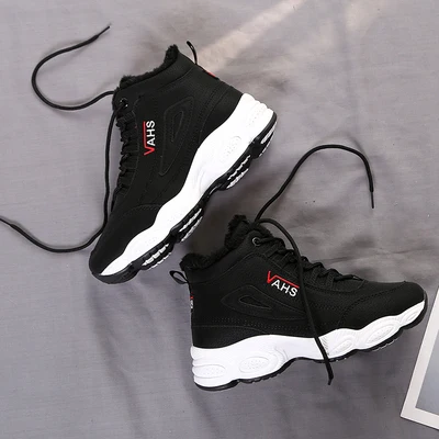 Women Winter Warm Shoes Fashion Warm Women Casual Shoes High Top Ladies Sneakers Winter Women Tenis Feminino - Цвет: Black