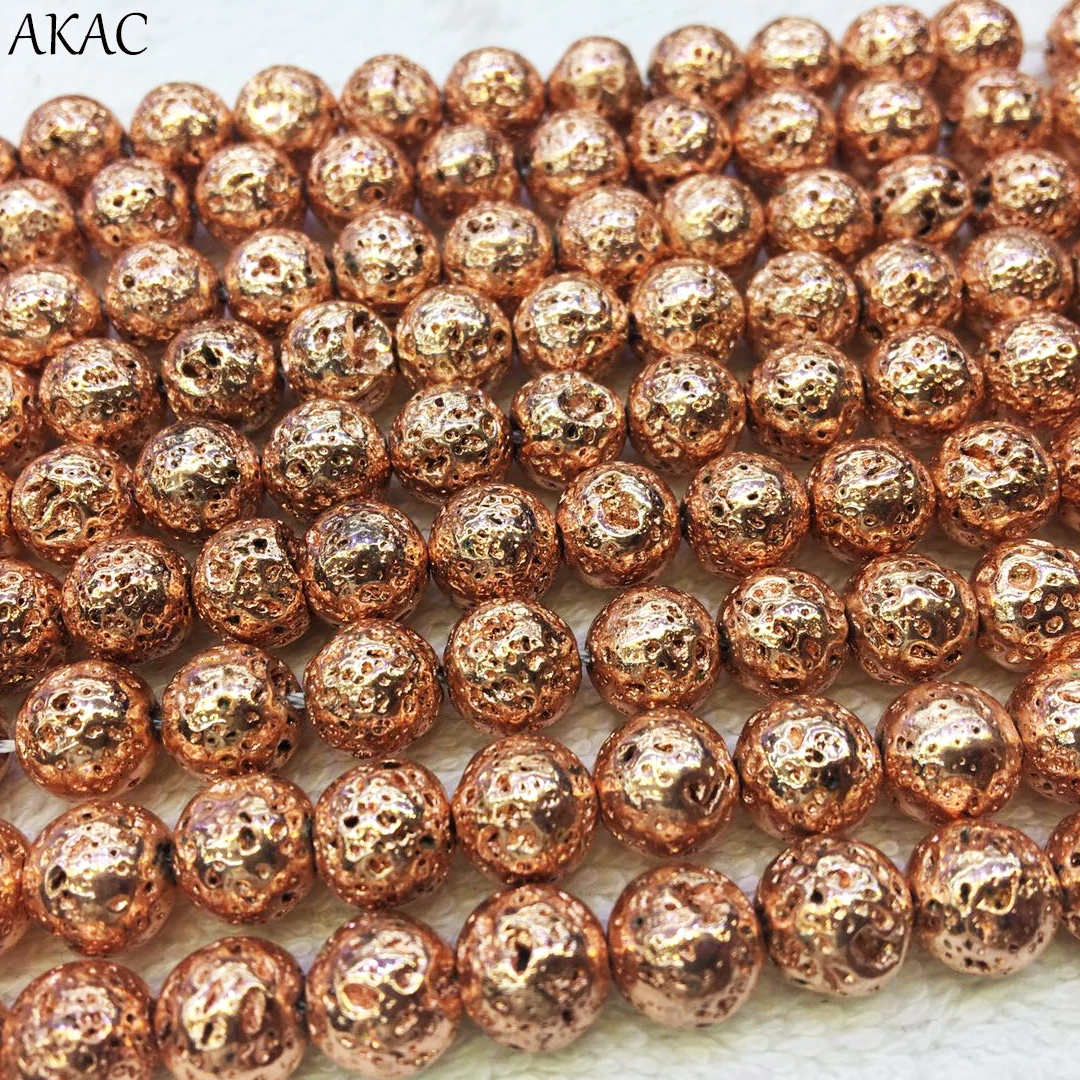 

AKAC natural lava stone loose beads 6/8/10mm for jewelry diy making wholesale