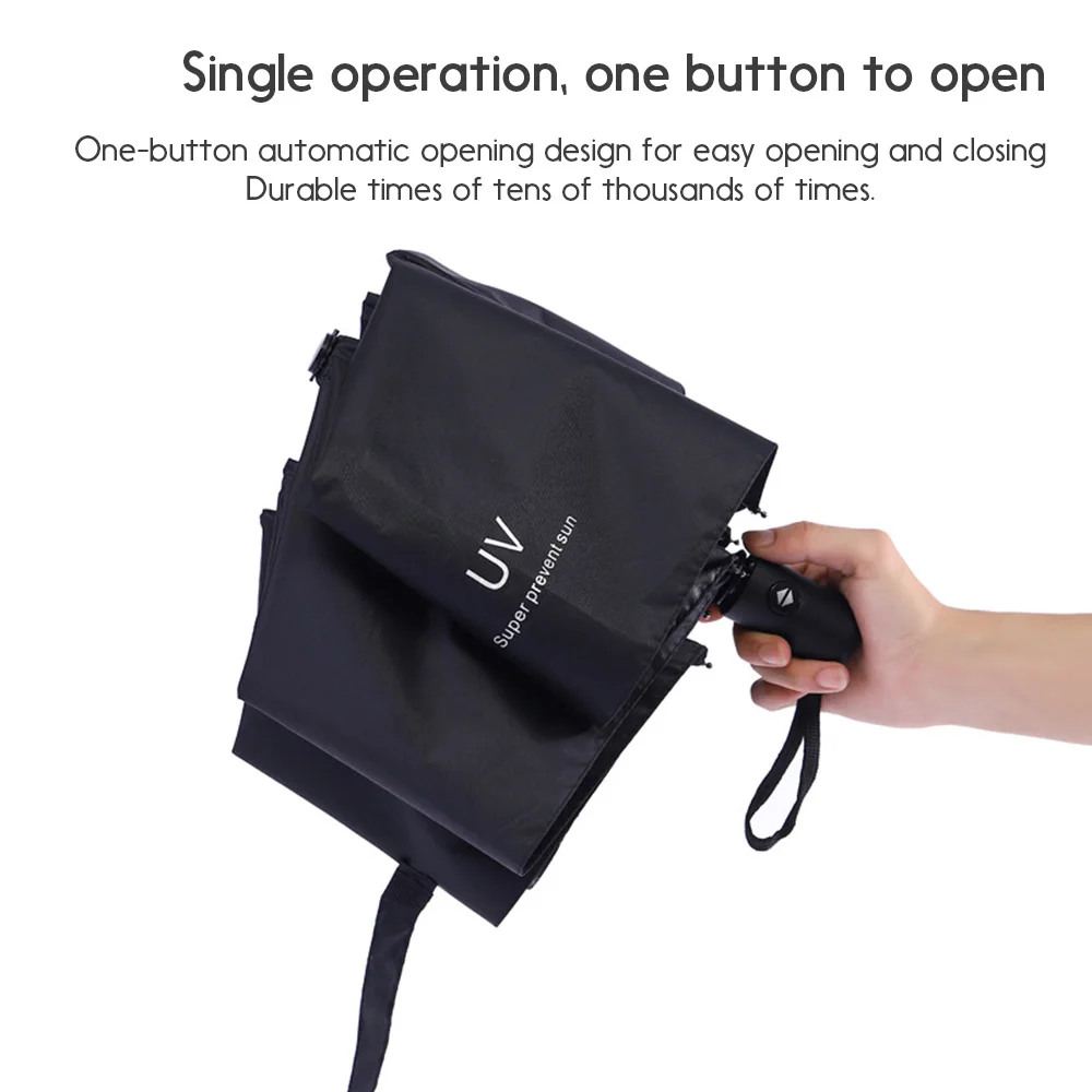 Black Coating Automatic Umbrella Outdoor Sunshine Rain Umbrellas Protective Rainy Day Large Sunshade Dustproof Double Layer