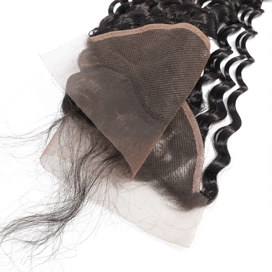 Piaoyi Malaysian 13x6 Lace Frontal Closure With Deep Wave Remy Hair Frontal Swiss Lace Bleached Knots Natural Color