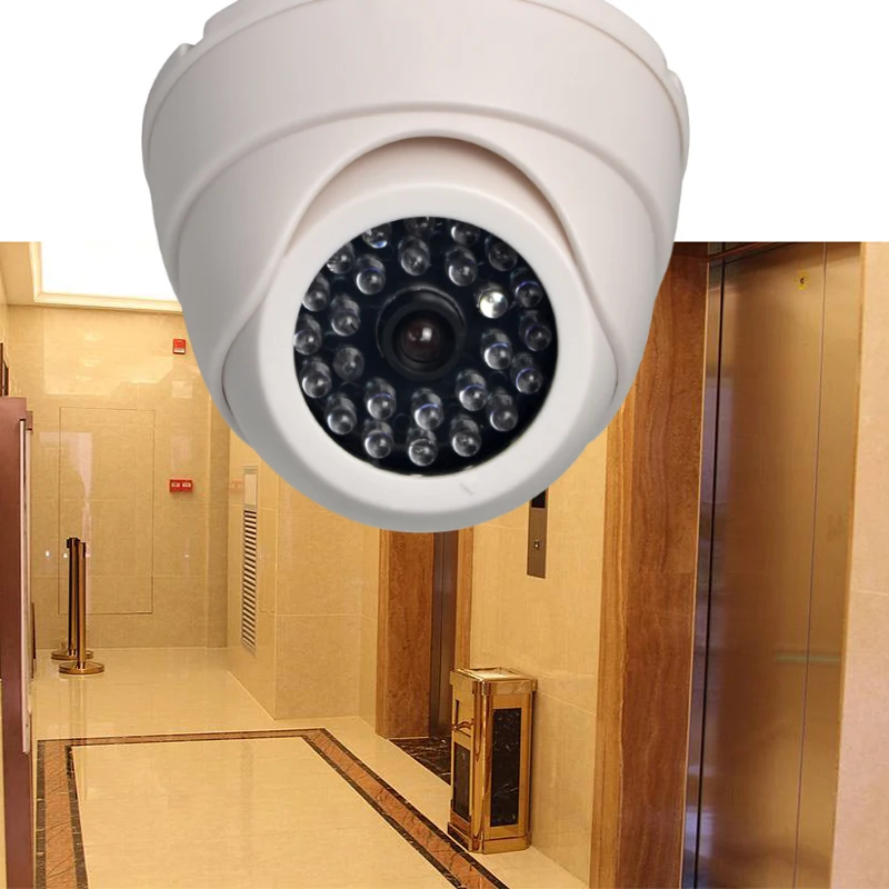 

FGHGF New Outdoor CCTV Camera Dummy Family Fake Camera Surveillance Security Dome Mini Dummy Camera 26 Flashing LED Light White