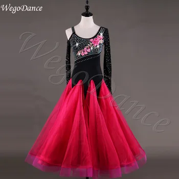 

customized embroidered new ballroom national standard dance performance competition dress woman freeshipping