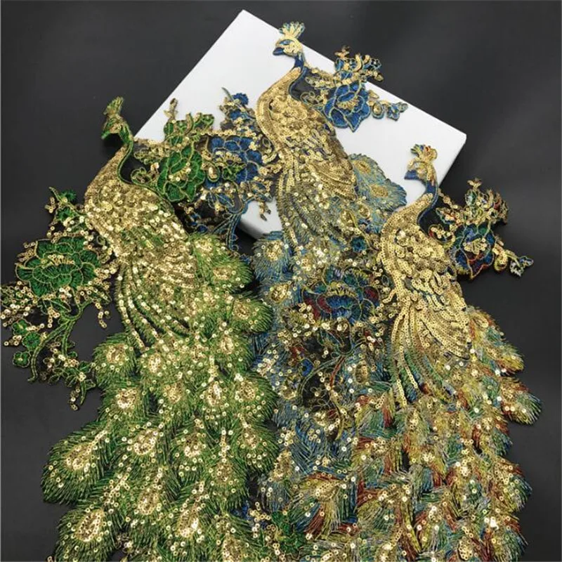 

1Pc Sequins Gold Peacock Applique Clothing Embroidery Patch Fabric Sticker Iron On Patch Craft Sewing Repair Embroidered BJ0462