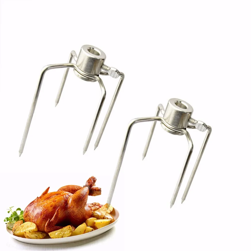 2 Pz/set BARBECUE In Acciaio Inox Forchette Carbone Chicken Grill Girarrosto Barbecue Campeggio Esterno di Picnic Strumenti di Cottura Gadget