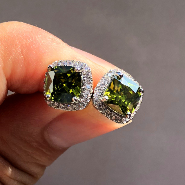 Female Crystal Zircon Stone Earrings Fashion silver color Rainbow Earrings Vintage Double Stud Earrings For Women