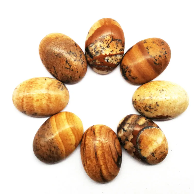 

(10 pieces/lot) Wholesale Natural Picture Jaspers Oval CAB Cabochon 18x13x6mm yl062821